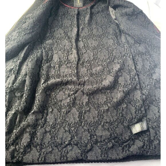 Ted Baker Womens Black Tweed Collarless Contrast Bow Pocket Coat Size 1 … - Picture 6 of 16